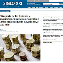 El importe de las fusiones y adquisiciones inmobiliarias subi a 12.780 millones hasta noviembre, el 65% ms